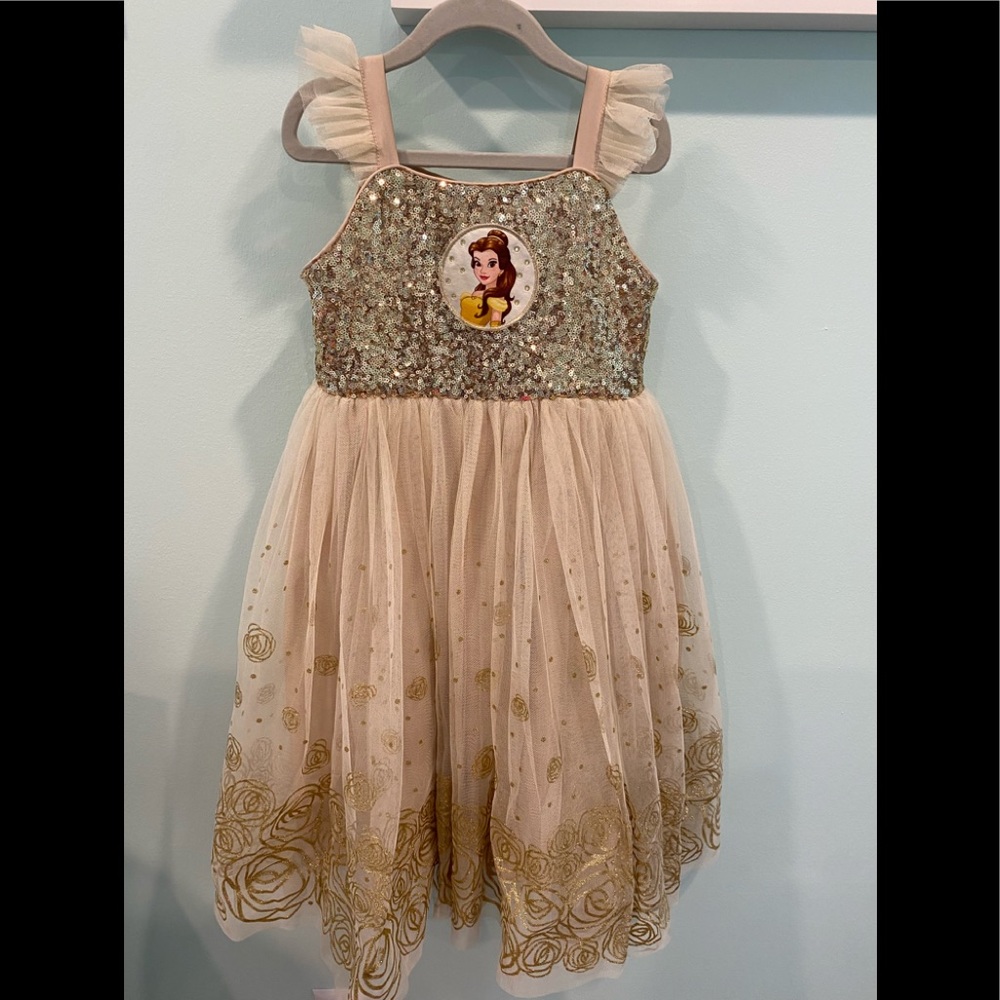 Disney Store - girls size 6 - Belle gold dress